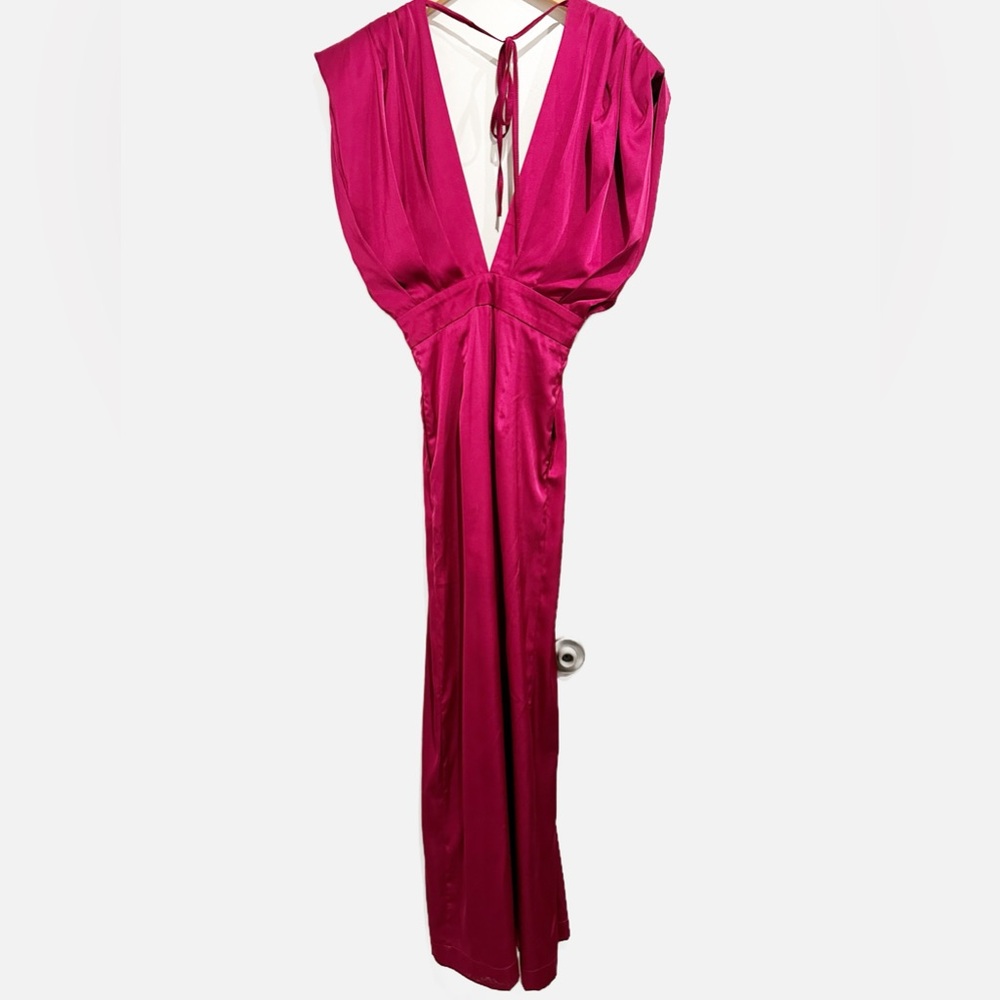 NWT BLUZAT Fuchsia Maxi Draped Jumpsuit Size XS - Picture 5 of 14